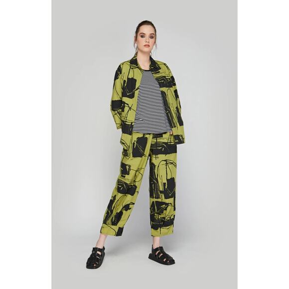 Luukaa ELOWEN Pistachio Green Printed poplin shirt Lagenlook Longline - Picture 5 of 8